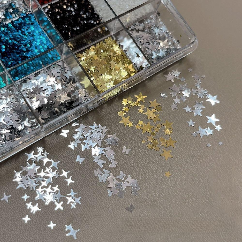 12 Grids/Box Nail Art Sequins Kit Mixed Shape DIY Nail Embellishments Manicure Accessories