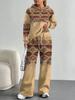 European And American Autumn And Winter Casual Long-Sleeved Suit Women'S Bohemian Hooded Sweater Trousers Two-Piece Set