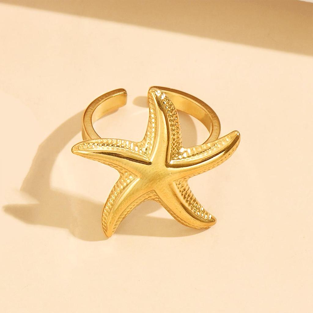 Stainless Steel Starfish Vacation Ring - Marine Life Jewelry Collection