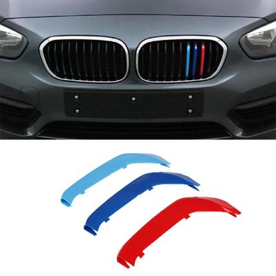 3 ADET Araba 3D M Stil Ön Izgara Trim Tampon Kaplama Şeritleri Çıkartmalar Kapak BMW F20 8 9 11 çubuk 1 Serisi Dış Dekor