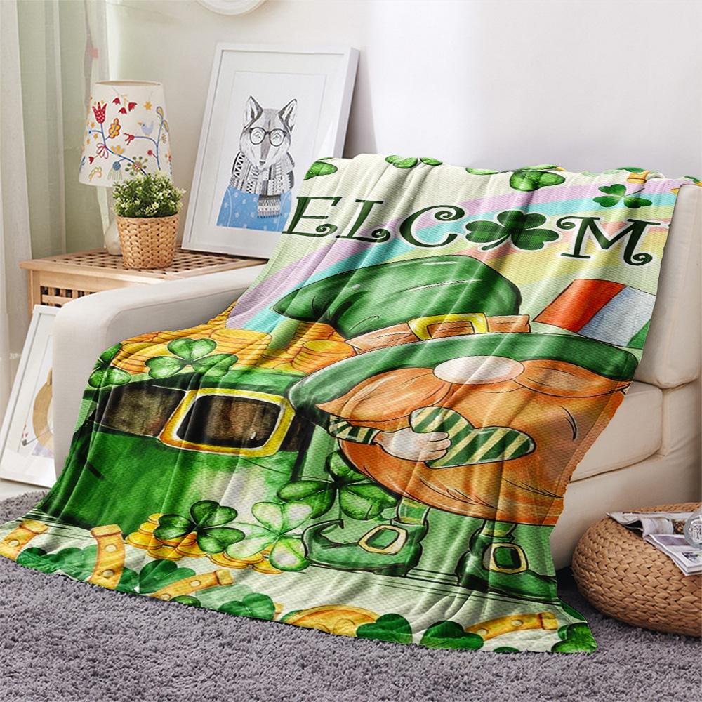 1PC Leprechaun poster Print FlAannel Blanket, High quality Comfortable for All Seasons, Home Decor, Warmth and Comfort