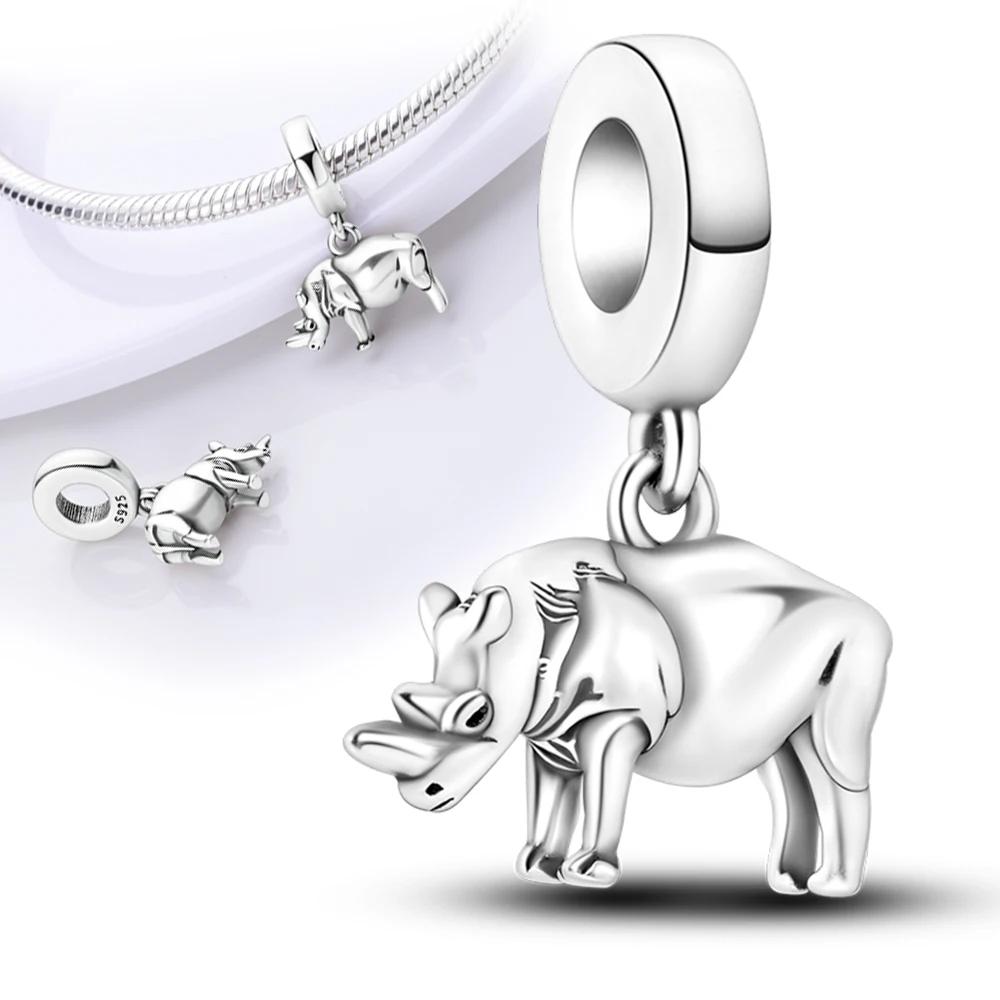 Kupfer Löwe Nashorn Charm Anhänger Perlen Passende Charms Kupfer Original Armband Für Frauen Schmuckherstellung Geschenk