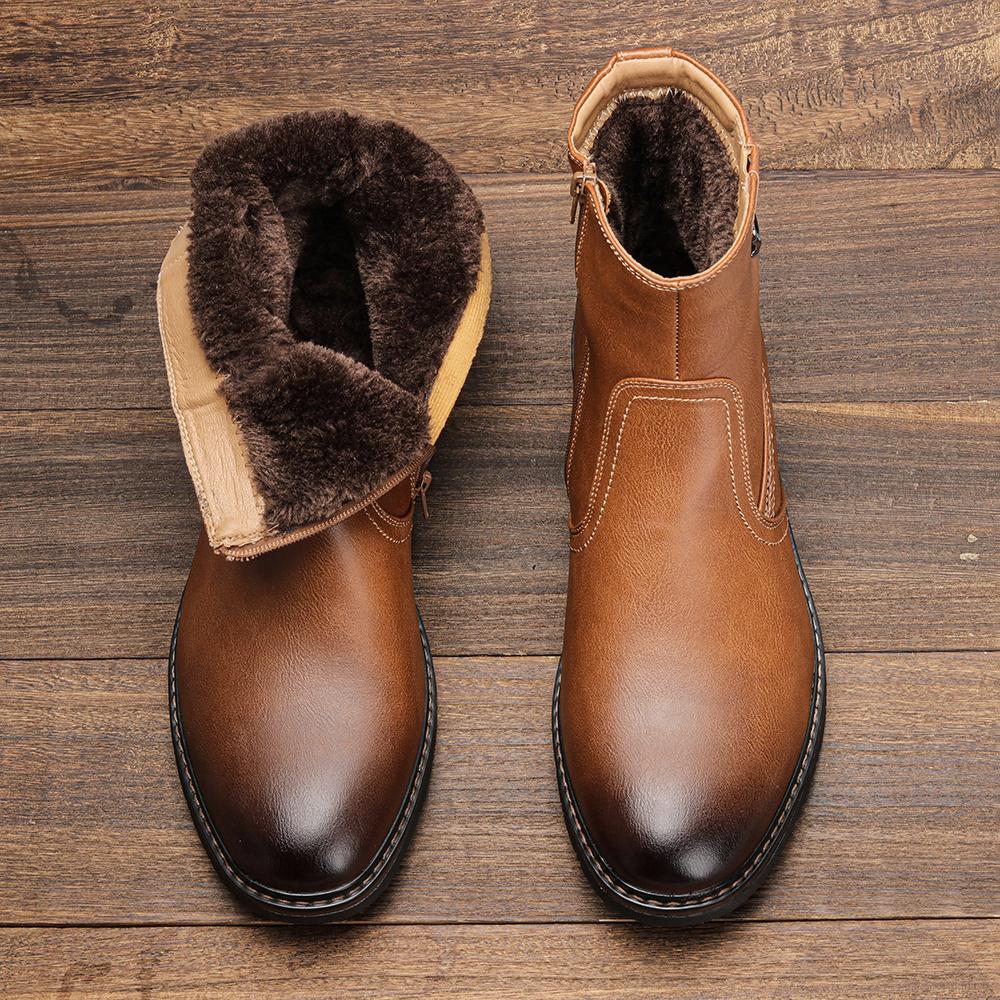 Men Winter Boots Vintage Ankle Warm Shoes Man Leather Ankle Boots Boots for Men