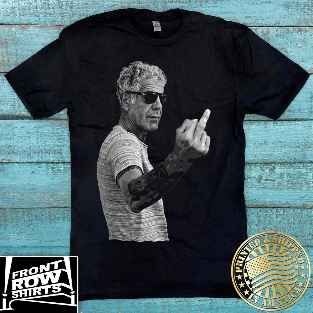 Anthony Bourdain Middle Finger TShirt Chef Tribute Graphic Tee S