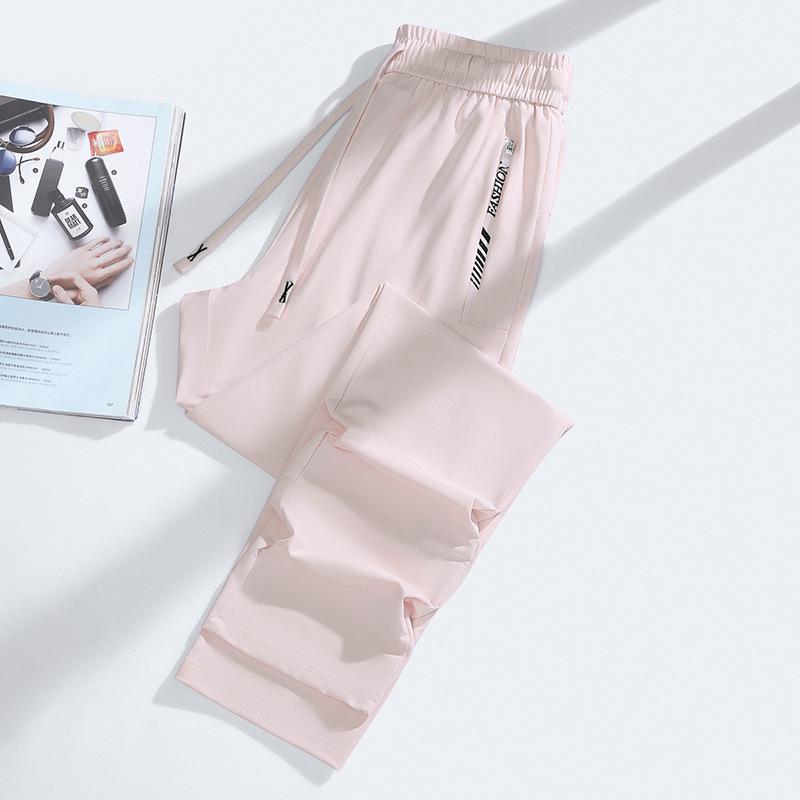 Men's Thin Ice Silk Summer Joggers: Breathable, Quick-Drying, Sun-Protective Running and Sports Pants for Outdoor Activities