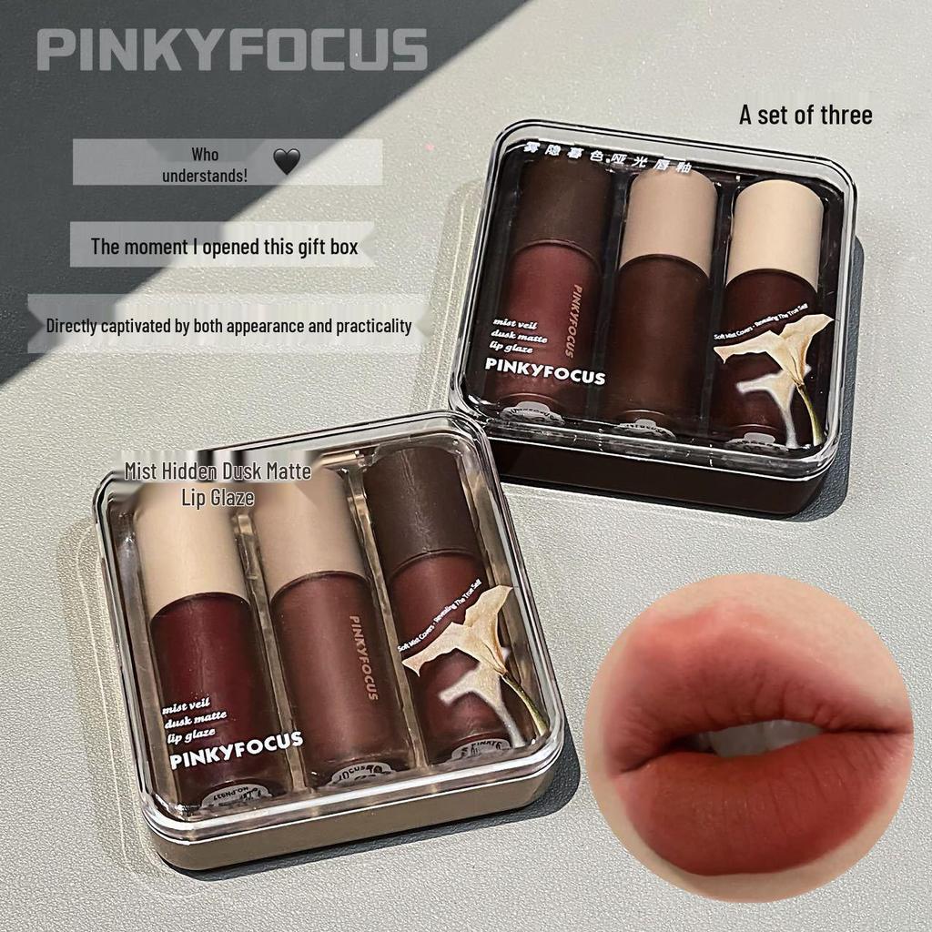 PINKYFOCUS Mist Dusk Matte Lip Glaze: Velvet Matte Autumn/Winter Lipstick Set