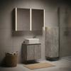 Bathroom Furniture Set 4 pcs Concrete Grey Engineered Wood and Glass