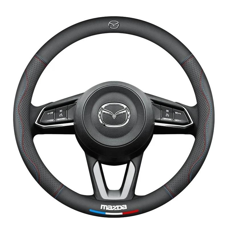 2025 Heiß Für Mazda 3 5 6 SKYACTIV Axela Atenza CX30 CX5 CX8 CX9 MX5 RX8 RX7 BT50 Kohlefaser Leder Auto Lenkradabdeckung Ac