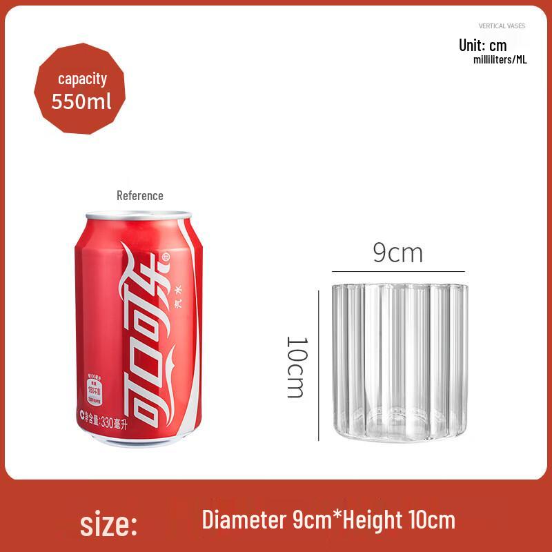 ZISIZ Ribbed Transparent Glass Vase