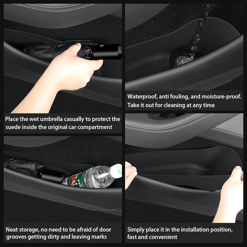 Door Side Storage Box Front Rear Door Handle Armrest Tray Organizer For Tesla Model Y Launch + Juniper + Car Accessories