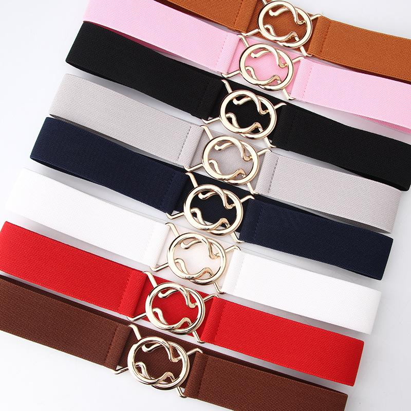 Simple Four Seasons Women'S Black Elastic Belt Single Ring Waist Sealing Belt
