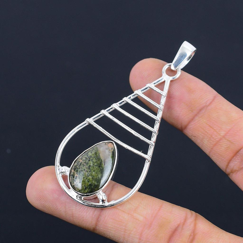 Womens Day Deal 925 Sterling Silver Unakite Stone Anniversary Pendant Jewelry