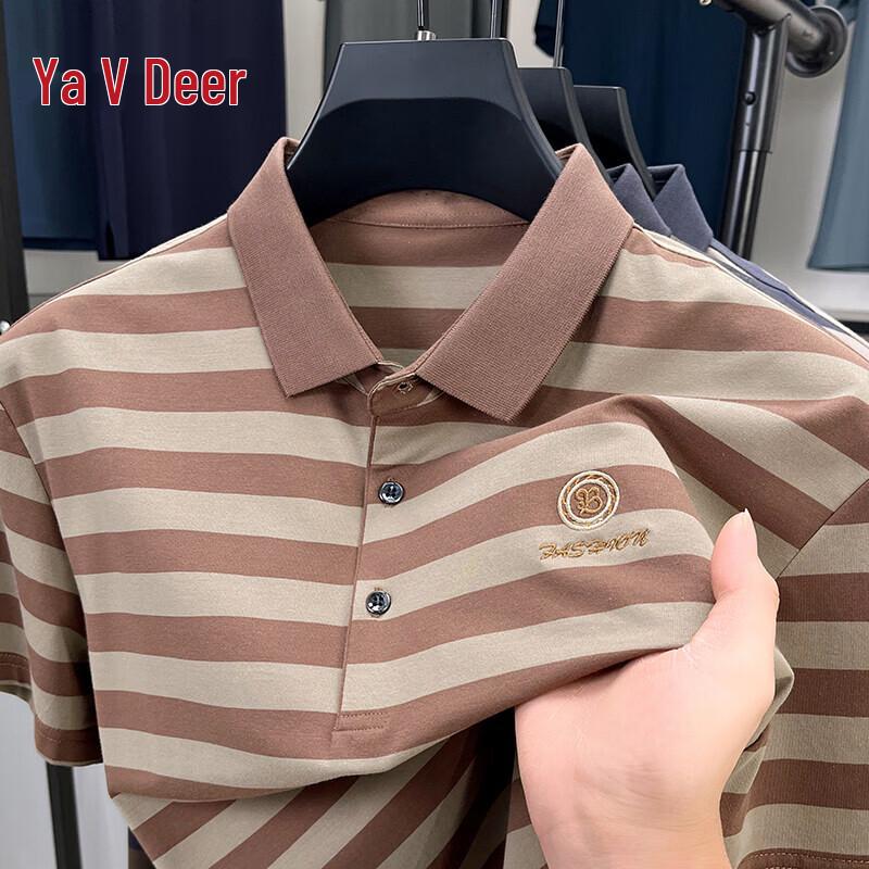 Men s Striped Long-Sleeve Polo Shirt M