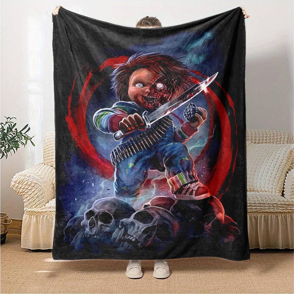 1pc Chucky2 Blanket, Gift, for Men and Women, Soft Blanket, Good for Sofa Bed Couch Travel, Lightweight Flannel Blanket