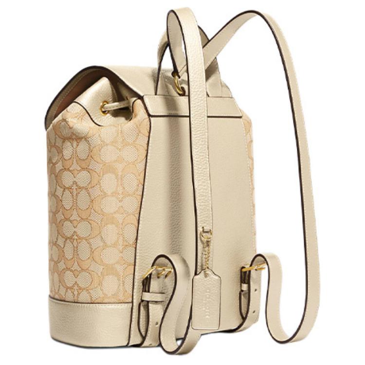 Coach Dempsey 26 Classic Monogram Print Drawstring Snap Closure Backpack Women backpack Khaki CF386-IMV6D