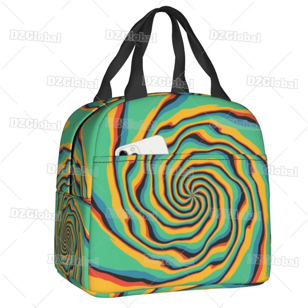 Liquid Swirl Abstract Pattern In Sage Green Insulated Lunch Bag Geometric Art Cooler Thermal Bento Box For Women Kids Food Bags