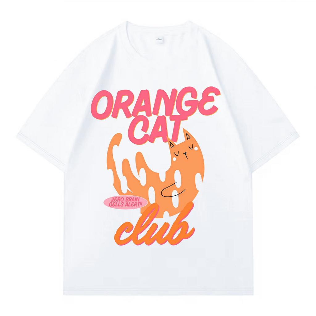 Funny Cat Meme Graphic Print Streetwear T-Shirt Fashion Cotton Tshirts Clothes Trend Y2K Short Sleeve Tshirts