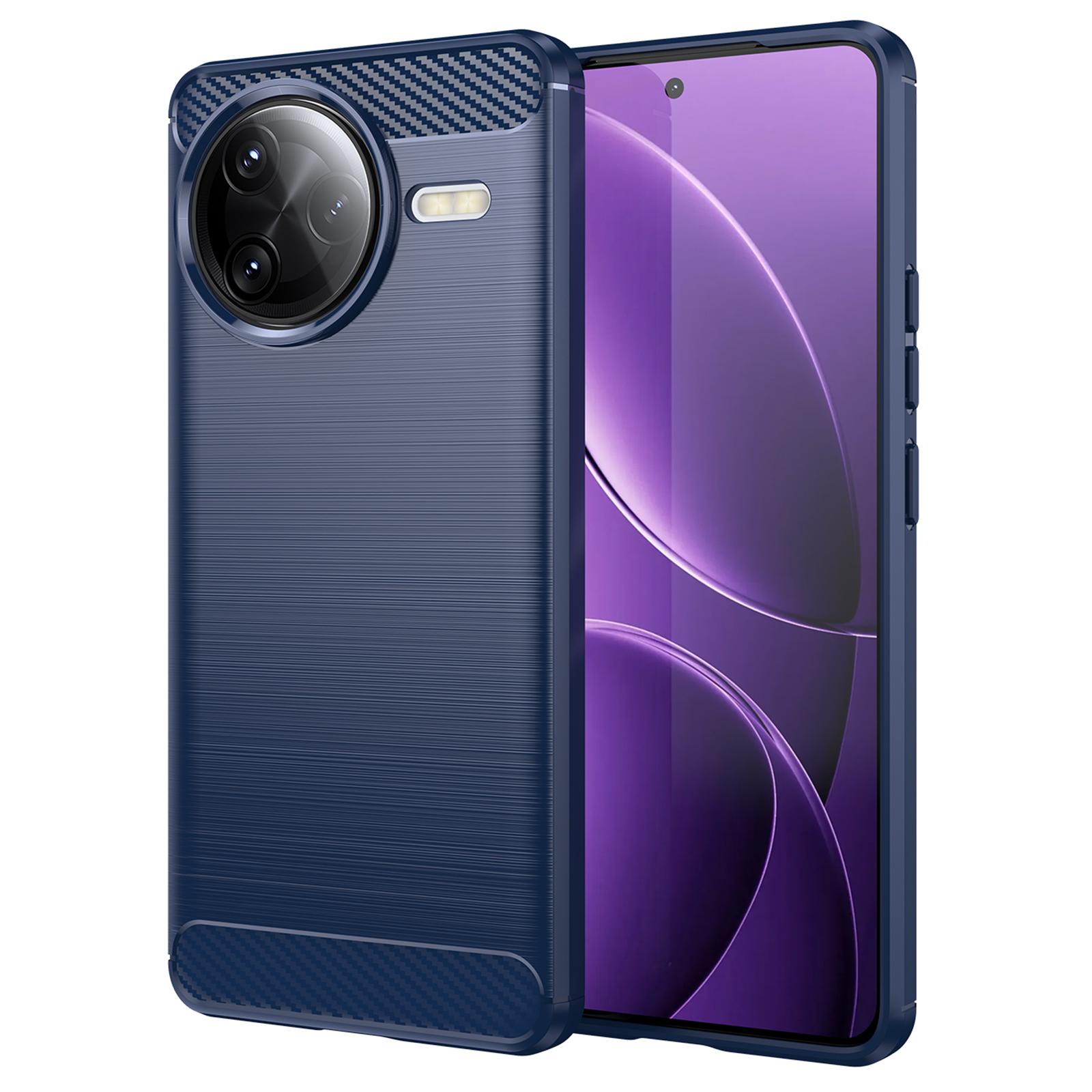 

For Xiaomi Poco F7 Ultra 5G/Redmi K80 Pro 5G Case Carbon Fiber Texture Brushed Phone Back Cover Blue