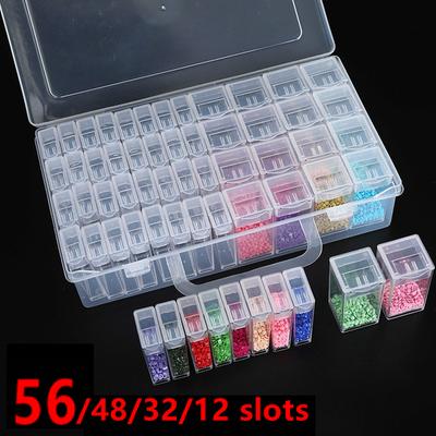 56/48/32/12 Slots Plastic 5d Diamond Painting Accessories Box Beads Display Storage Box for Diamond Embroidery Cross Stitch Tools