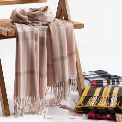 Plaid Imitation Cashmere Scarf  Simple Literary Retro Scarf  Fashionable and Elegant Shawl for Women Warm and Cold-proof Scarf