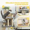 Pet Stairs, Adjustable 3-Step, Cat and Dog Ladder, Sisal Post, Ball, 52 x 34.5 x 54 cm, Grey