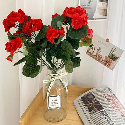 Artificial Geranium Red Pink Flowers Plant Artificial Flower Silk Fake Hydrangea Begonia Flower Home Office Wedding Decoration