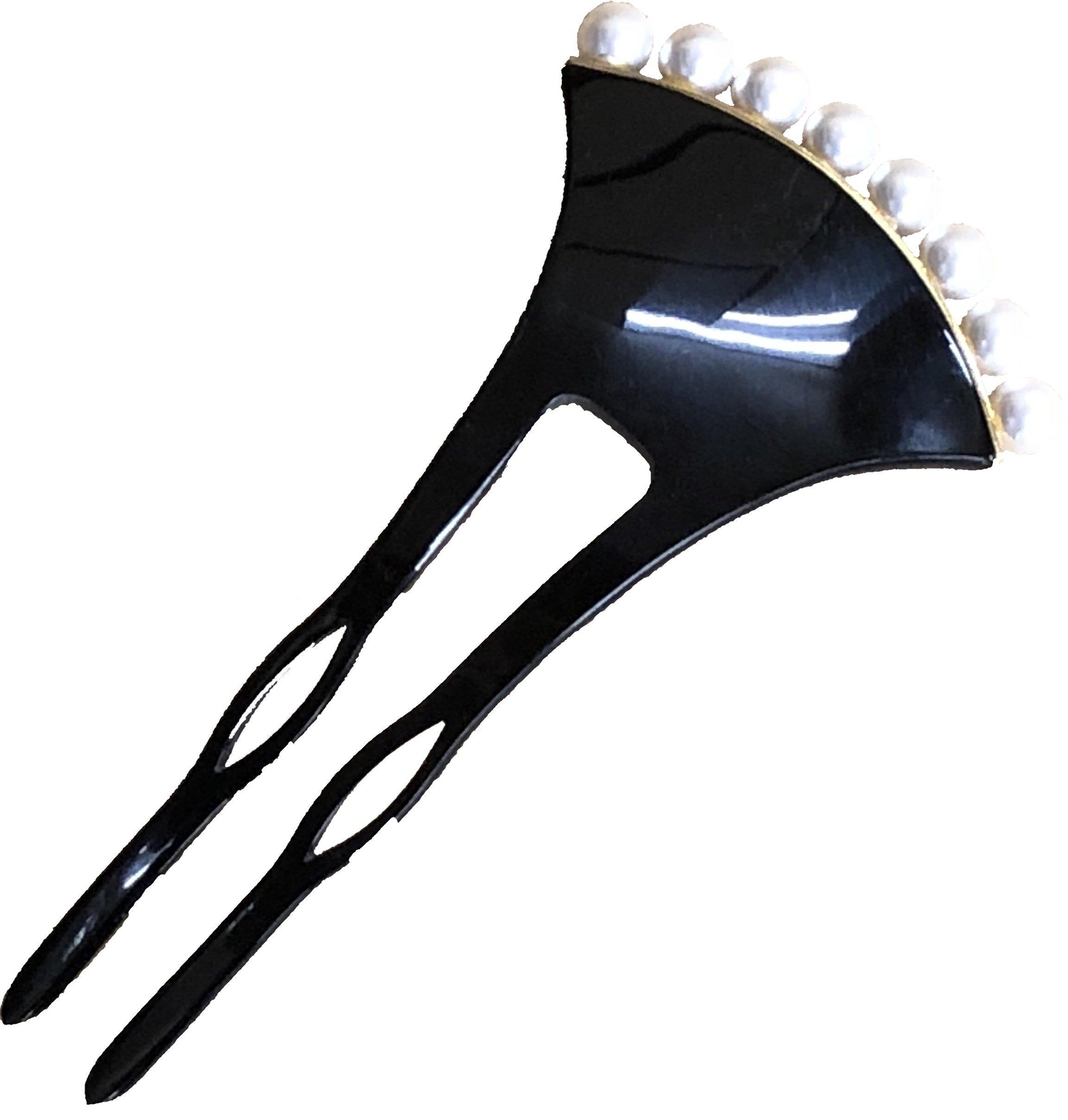 

Suika Japanese Gold Pearl-trimmed Hairpin, Drum-Shaped, IT-4, чёрный