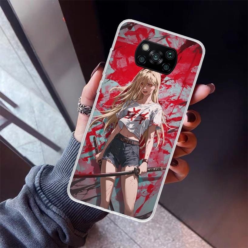 C-Chainsaw Mans Power Phone Case For Xiaomi Poco X7 X6 X5 Pro F7 Ultra Redmi 15C 15 13 13C 12 12C 10 10A 10C 9 9A 9C 9T Shell Po