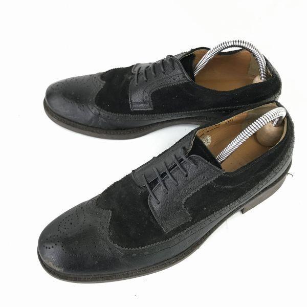 

USED/Made in Japan The SUIT COMPANY Suede & Smooth Leather Wingtip 25.5 Men Black Business Shoes