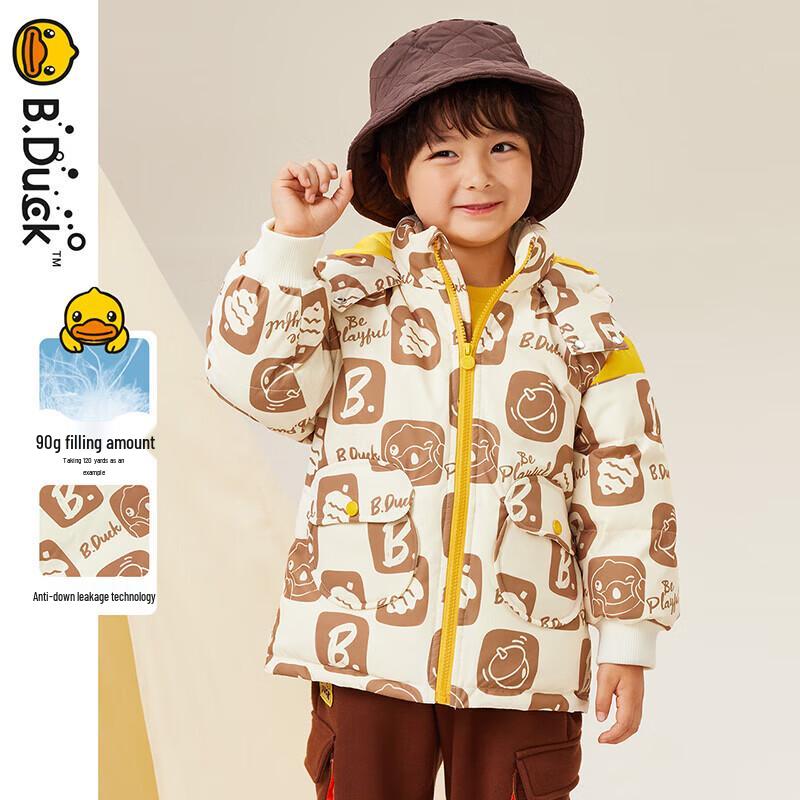 B.Duck Boys  Cartoon Print Hooded Down Jacket 120