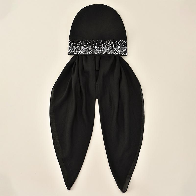 Premium Diamant Baumwolle Elastisches Stirnband Kappe Für Frau Muslimischer Hijab Hut Damenmode Sofortiger Schal Islamischer Turban 75*25cm
