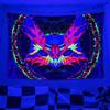 Black Light Art Tapestry UV Background Owl Mushroom Psychedelic Wall Hanging Hippie All Decor Bedroom Dorm Private Room