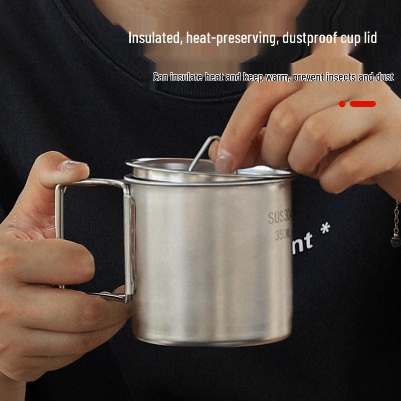 Stackable 304 Stainless Steel Camping Cookware Set - Includes Pot, Pan, Water Cup, and Tableware