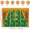 Indian Pooja Traditional Backdrop Diwali Ganpati Ganesh Marigold Puja Photography Background Green Banana Leaves Adult Religious Service Weeding