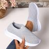 Women's Fashion Breathable Flyknit Casual Round Toe Slip On Shoes Lightweight Flexible Sole Comfortable Walking Footwear