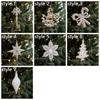 Elk Snowflake Pendant White Gold Christmas Hanging Ornament  Home Decoration