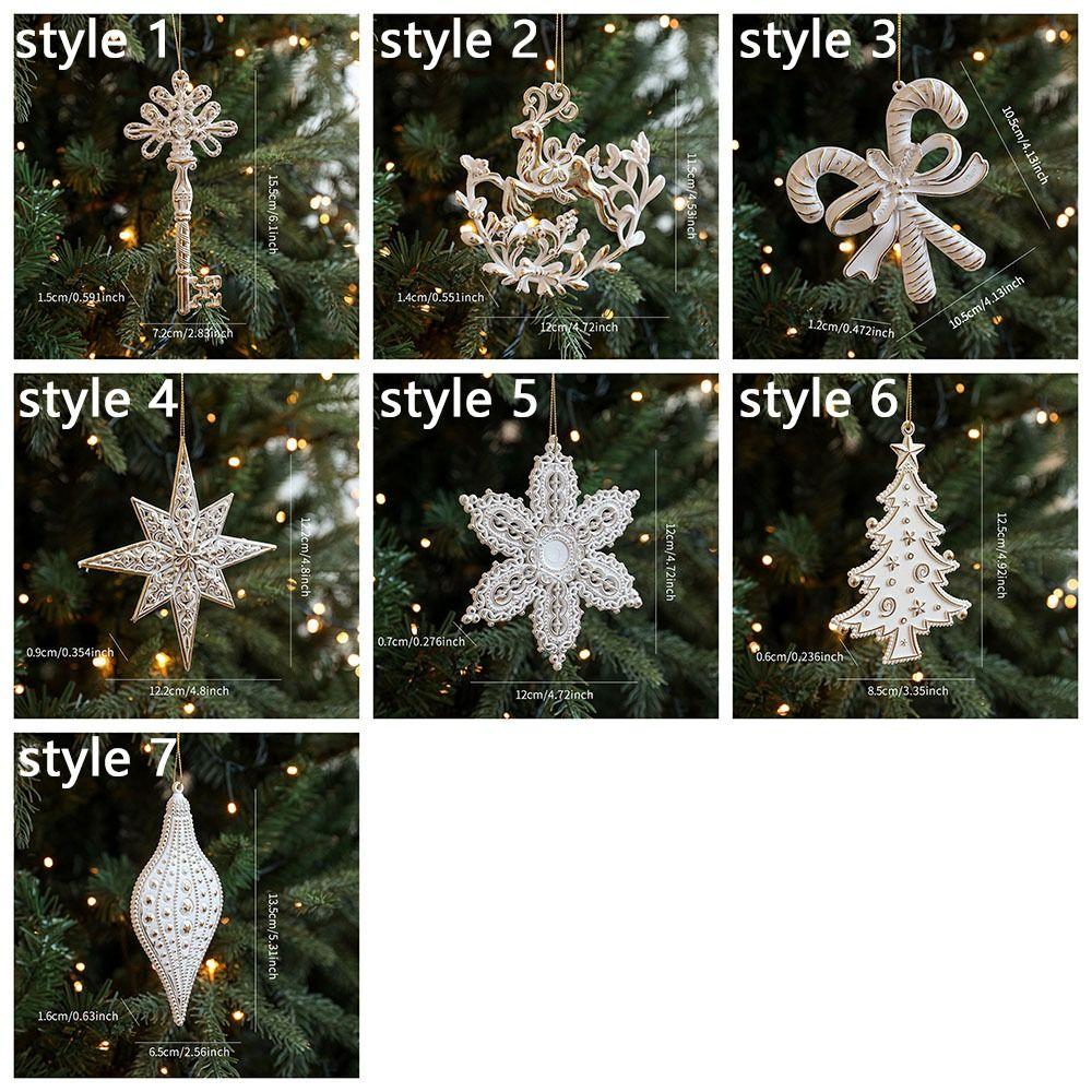 Elk Snowflake Pendant White Gold Christmas Hanging Ornament  Home Decoration