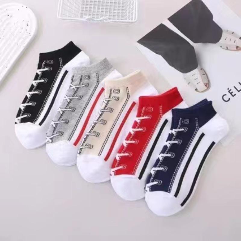 5 Pairs Women's Funny Shoe Print Socks Fashion Style Hip Hop Cute Fashion Soft Slippers And Socks