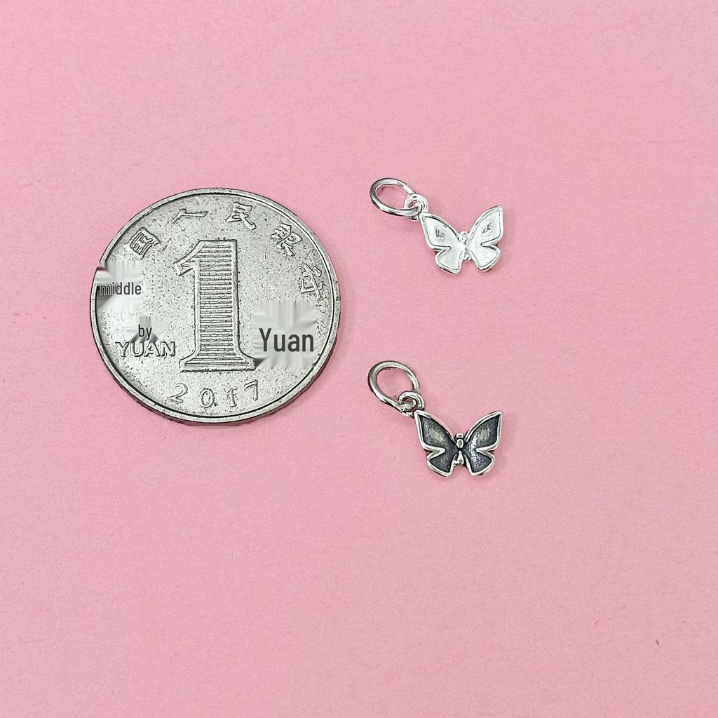 S999 Sterling Silver Retro Butterfly Pendant Charm for DIY Bracelets & Necklaces