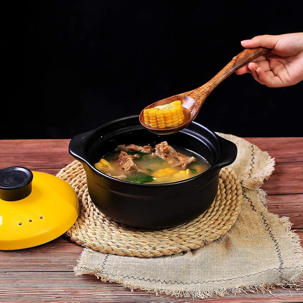 Wooden Cookware, Teak Cookware Non-stick Cookware Wooden Spoon Cookware, Natural Teak 100% Handmade, Without Any Lacquer Kitchen Wooden Utensil Set 5