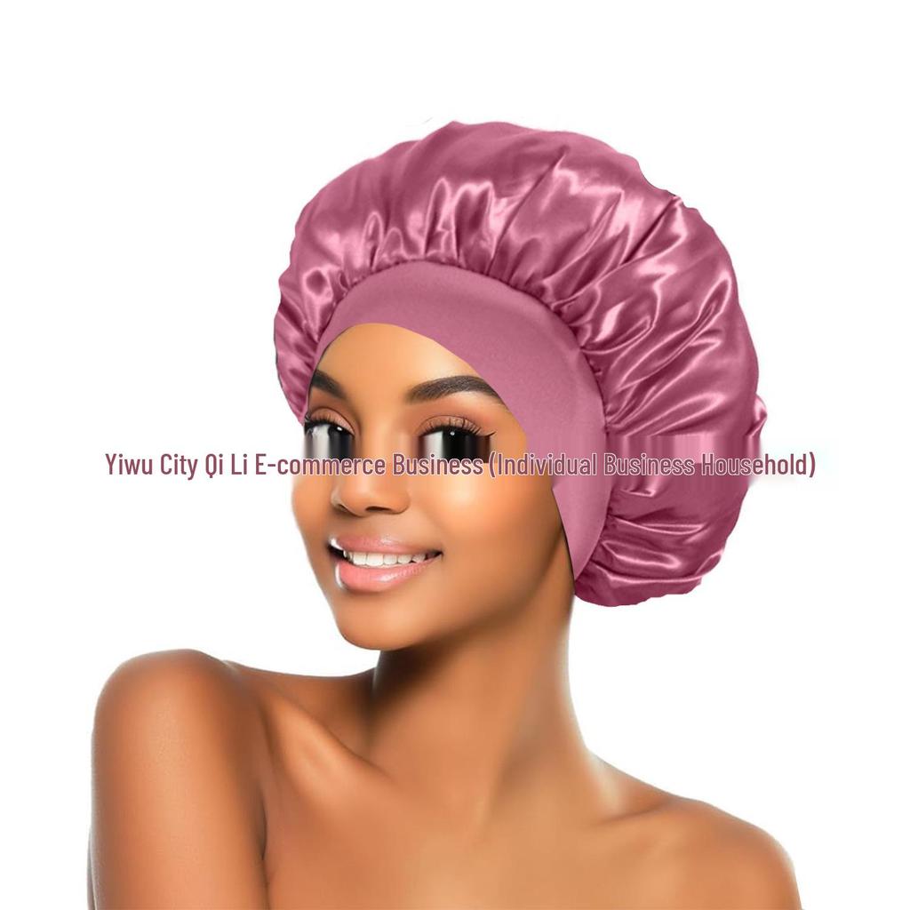 Women's Satin Wide-Brim Nightcap for Hair Care & Styling