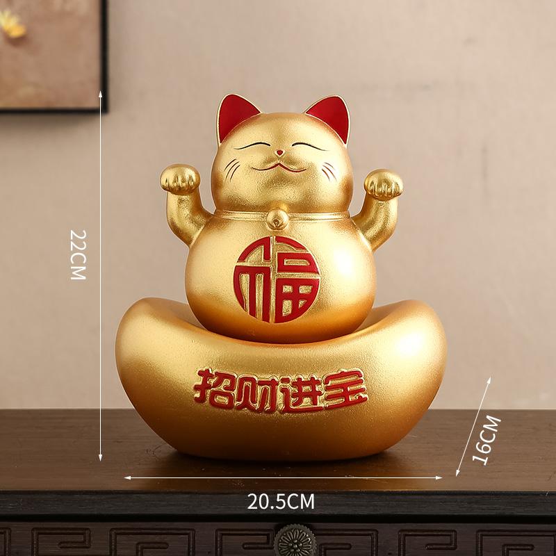 Lucky Cat piggy bank storage jar desktop decoration Resin cat animal sculpture Living room foyer home decor Housewarming gift