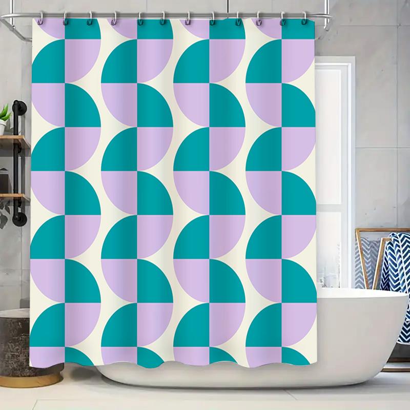 

Bath Shower Curtain Round Geometric Pattern Decorative Polyester Fabric Waterproof Home Decoration for Bathtub Tub Size 180x275c 90x180cm
