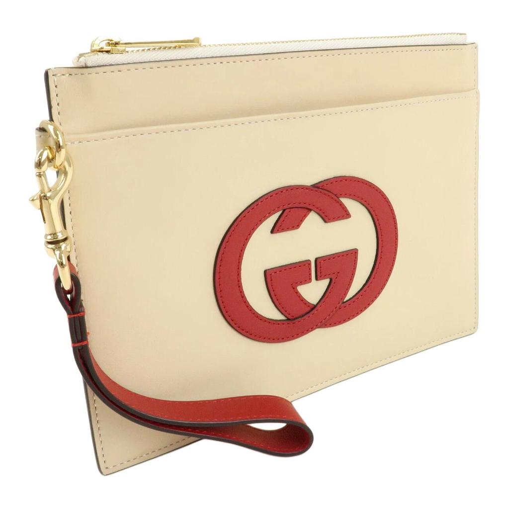 Gucci Serie Double G Cuciture Logo Double G Cerniera Portadocumenti Clutch da Donna Beige 658843-0QGCG-9397