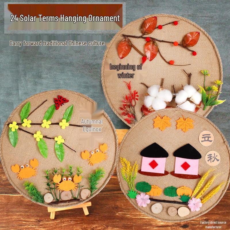 

24 Солнечных Термина Летние Наклейки DIY Набор для Творчества для Детей Round 15cm Blank Burlap Board