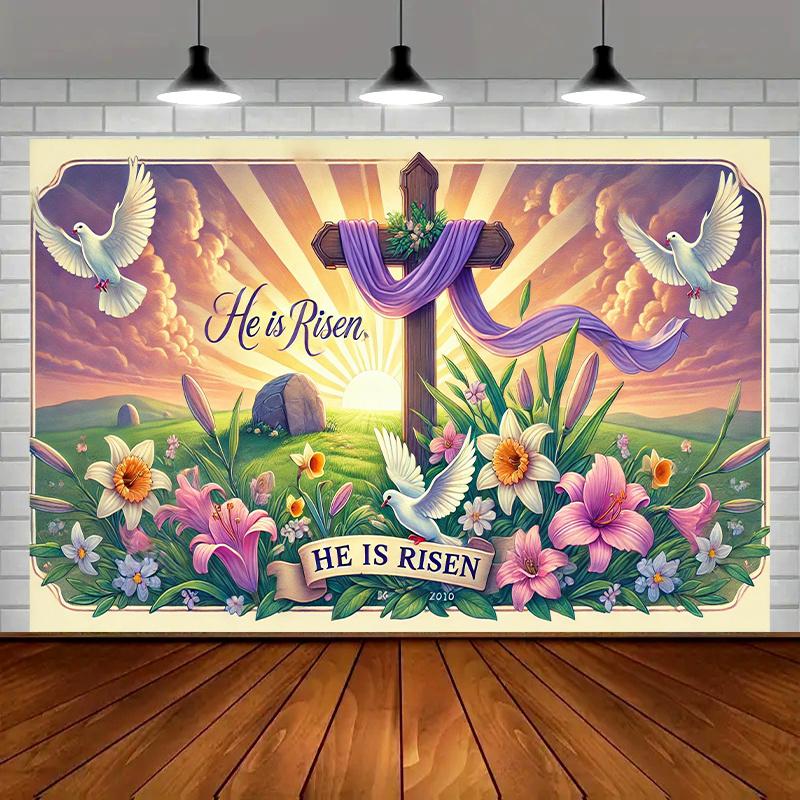 VIKAMA Easter Banner for Indoor Outdoor Party Event Wall Background Home Garden Decoration Photography Background