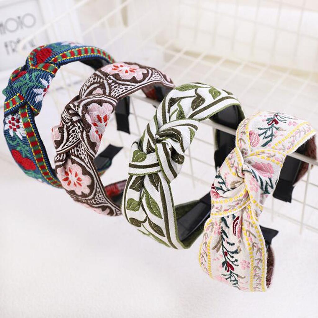 New Fashion Headband For Women Bohemia Flower Hairband Girls Embroidery Vintage Ethnic Style With Teeth Non-slip Turban
