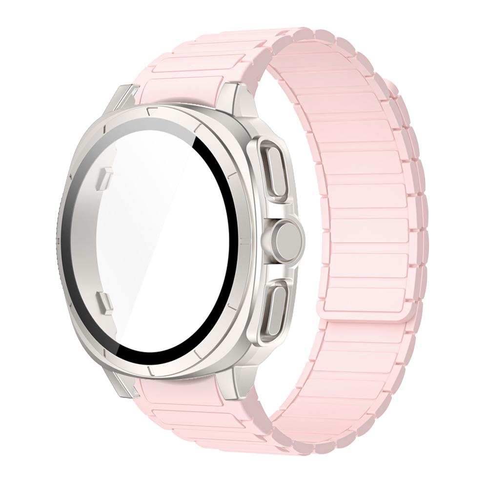 PC Case+Strap Upgrade To Ultra 47mm for Samsung Galaxy Watch 7 40mm 44mm No Gaps Silicone Magnetic Band PC Tempered Glass Screen