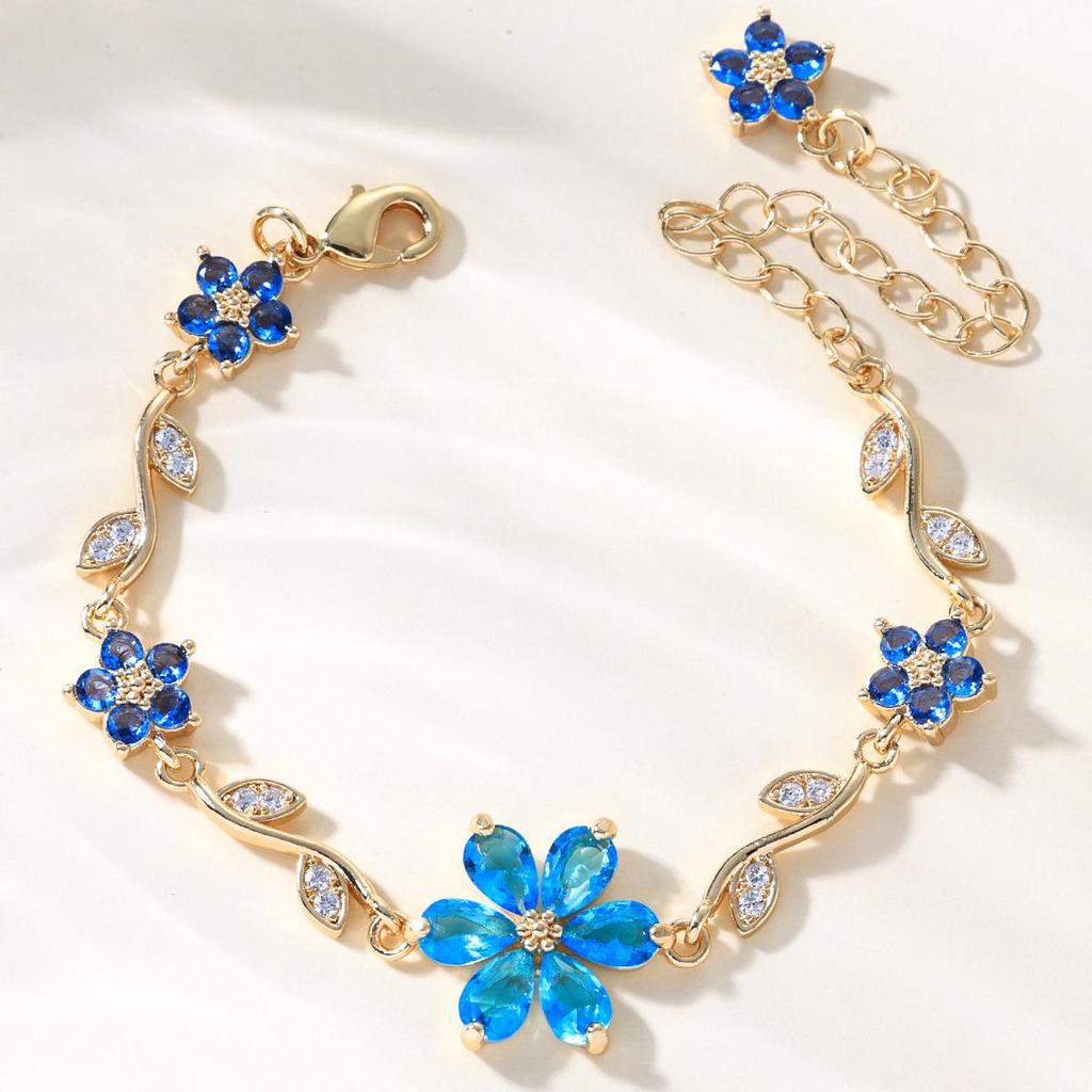 Charming Heart Flower Butterfly Bracelet: Valentine's Day Gift in INS Style Zircon & Copper.