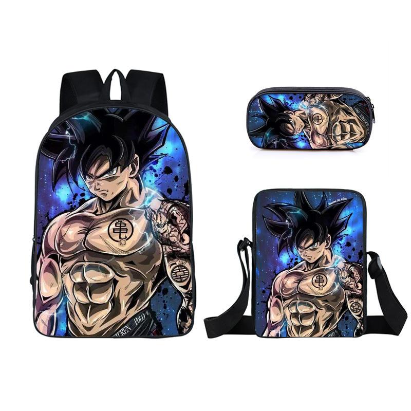 Animation seven dragon ball backpack, primary and secondary school schoolbag, satchel, shoulder bag, pencil case three-piece set